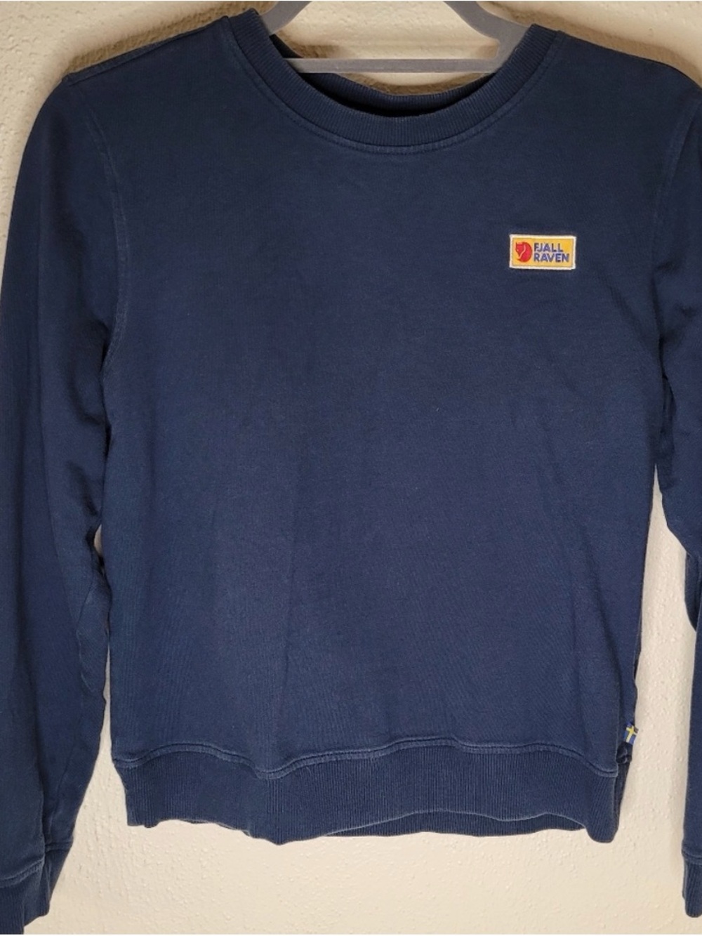 Fjallraven Blue Crewneck Sweatshirt with Yellow Logo Patch